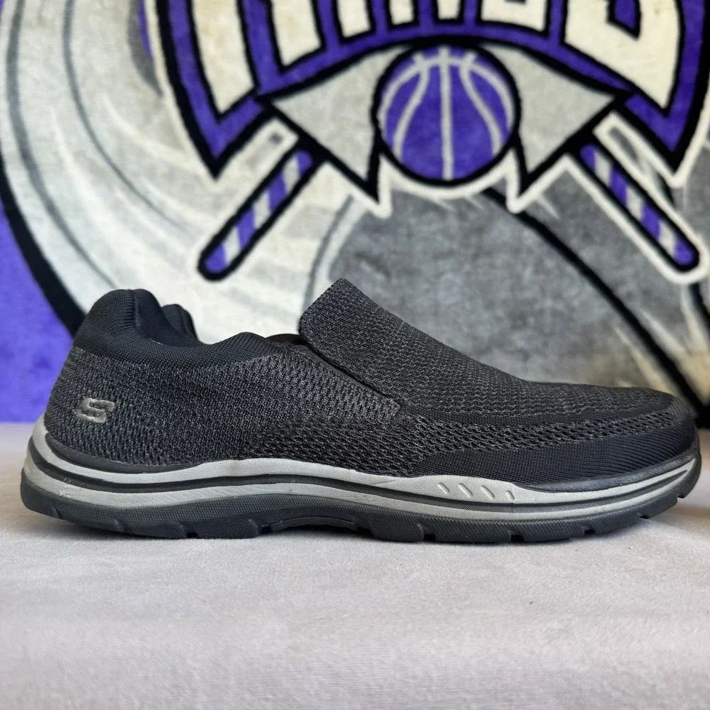 Size 13 - Mens Skechers Air Cooled Arch Fit Shoes Black Comfort Casual Sn 65086